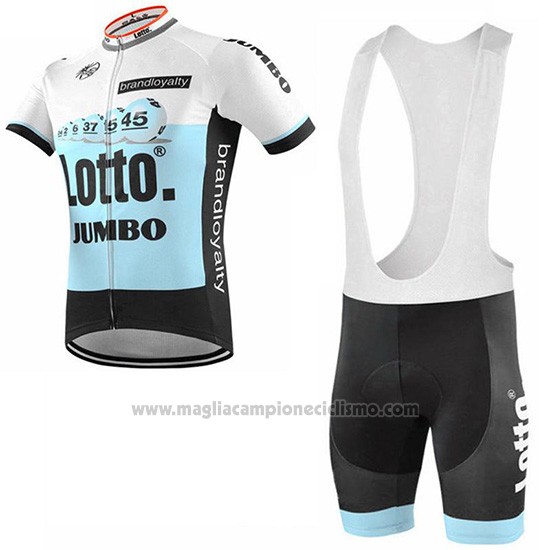 2019 Abbigliamento Ciclismo Lotto NL-Jumbo Blu Bianco Manica Corta e Salopette